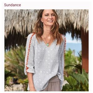 Sundance Aslyn Pom Pom Peasant Blouse